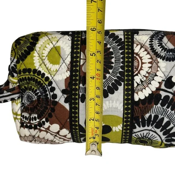 Vera Bradley Cocoa Moss Medium Cosmetic Makeup Bag Medallion Green White Brown - Picture 9 of 11